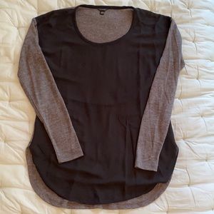 NWOT Ann Taylor Black & Gray Mixed Media Top Sz XXS